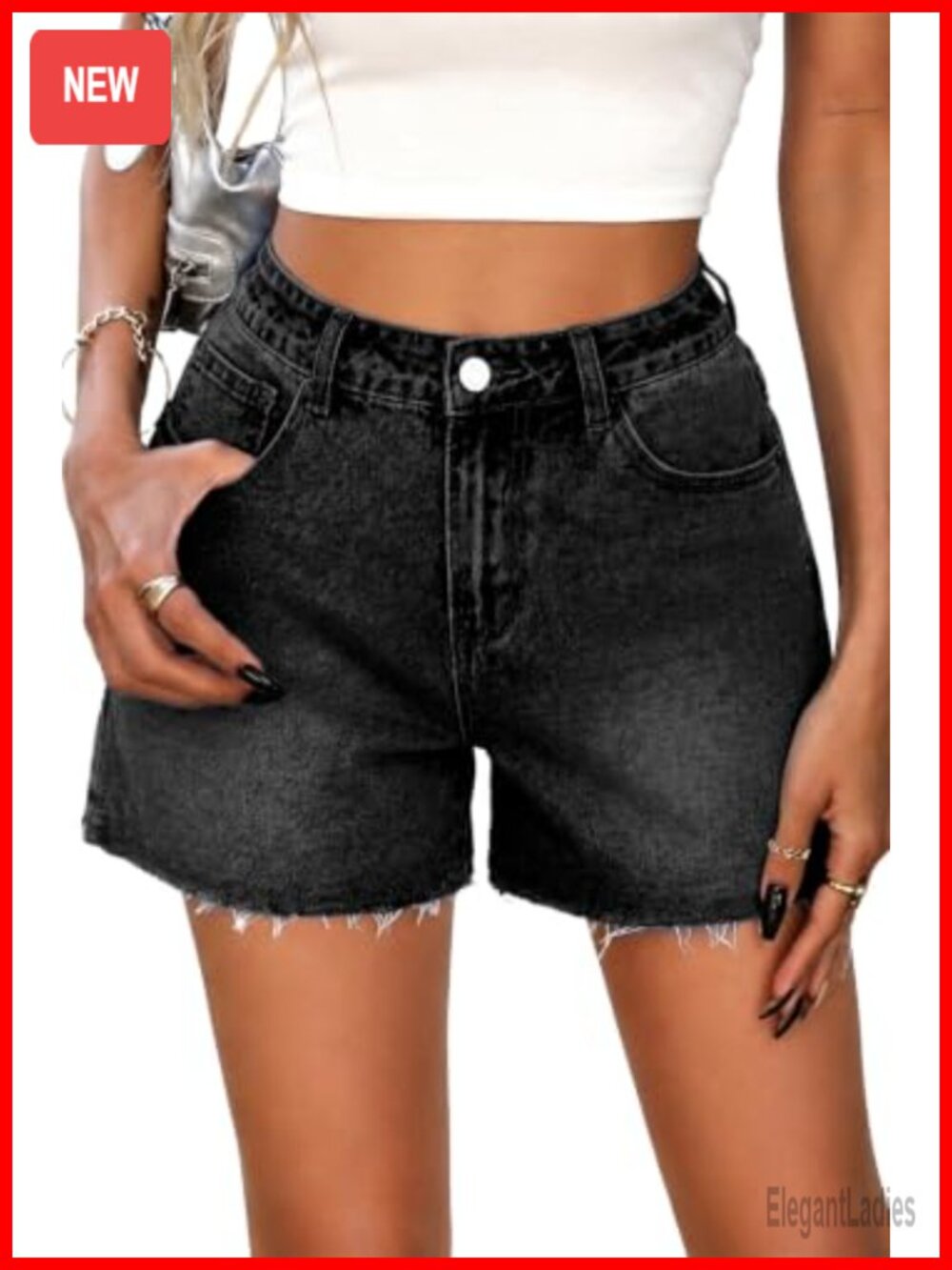Women's A-Line Baggy Raw Hem Jean Shorts Cotton Blend High Stretch